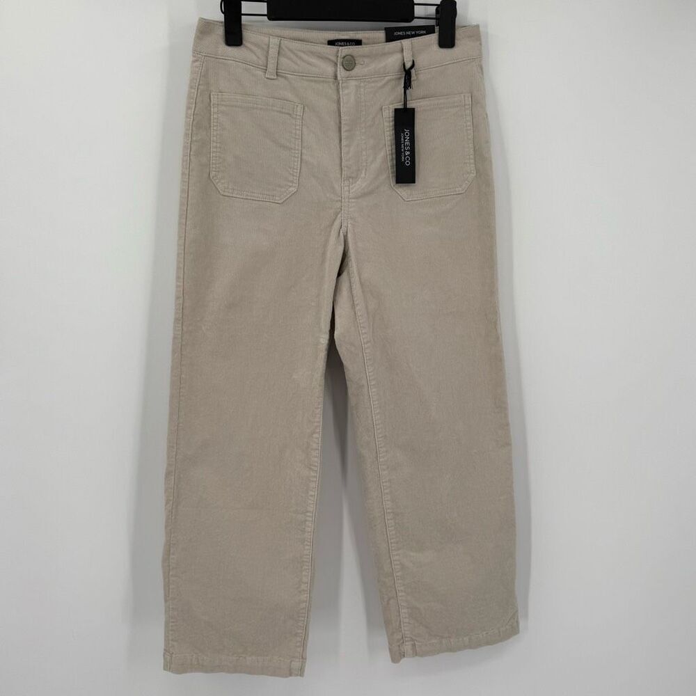 Jones New York Straight Leg High Waist Cropped Corduroy Pant Tan‎ Women Size 8
